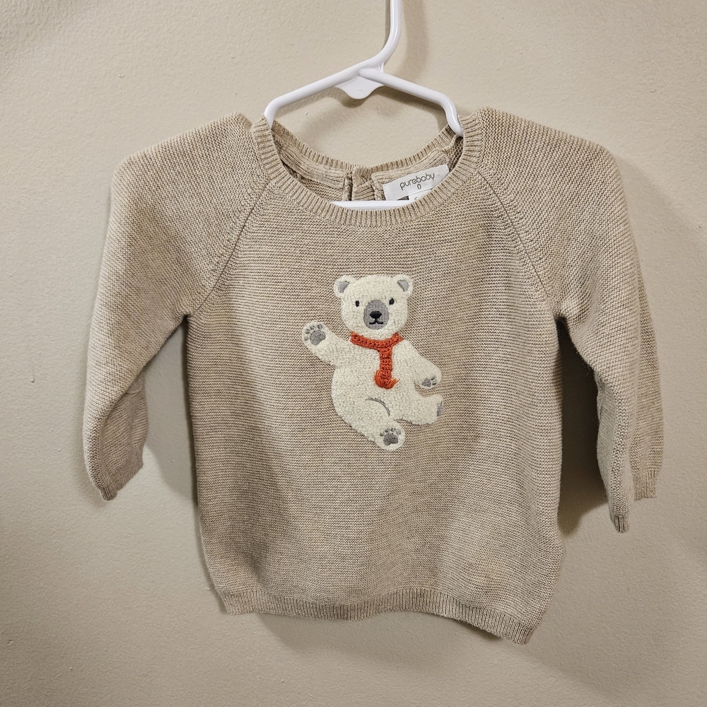 Purebaby Cream Bear Sweater